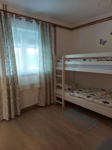 a room with two bunk beds and a window at Apartment Rosie in Smoljanac