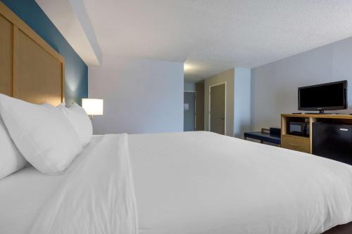 un grande letto bianco in una camera con TV a schermo piatto di Comfort Inn & Suites Alexandria West a Alexandria
