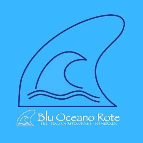 a dolphin jumping in the water logo at Blu oceano B&B, Italian restaurant in Nembrala