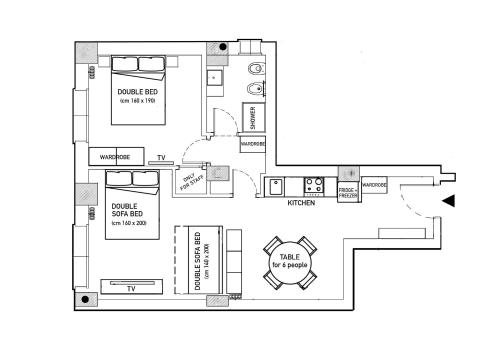 a floor plan of a house at Happy Home Bo Centro FREE PRIVATE PARKING in Bologna