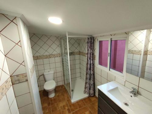 een badkamer met een toilet en een wastafel bij Casa el Susurro in Villamediana de Iregua