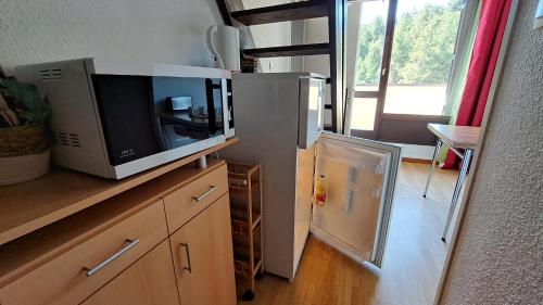 Il comprend une cuisine équipée d'un réfrigérateur et d'une télévision. dans l'établissement Calme et altitude ambiance cosy, à Font-Romeu-Odeillo-Via