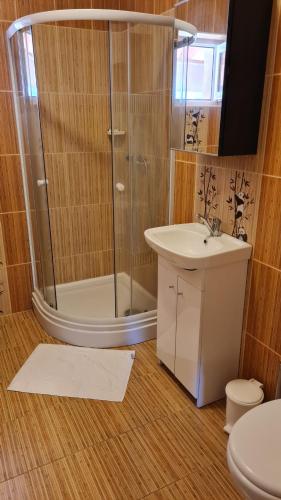 シオーフォクにあるVilla Tropicのバスルーム(シャワー、洗面台、トイレ付)