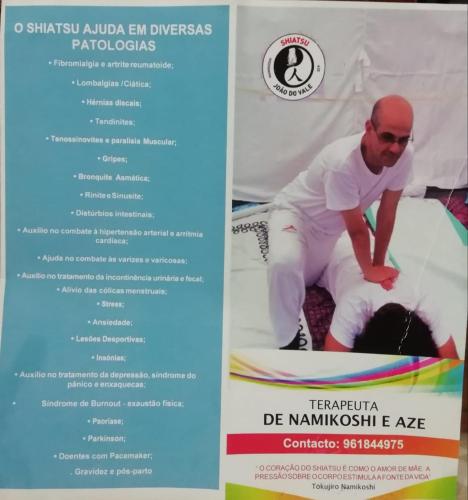 a brochure for a clinic with a man sitting on a bed at Casinha da Lareira - Quintinha dos Cavalos- Arruda dos Vinhos in Arruda dos Vinhos