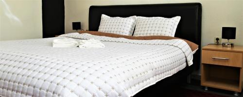 Un pat sau paturi într-o cameră la Vilas Ambasador Bratin Dol