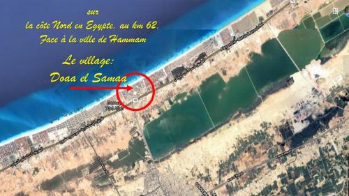 a picture of the ocean with a red circle at Location Maison en bord de mer, Nord Egypte in El Hamam