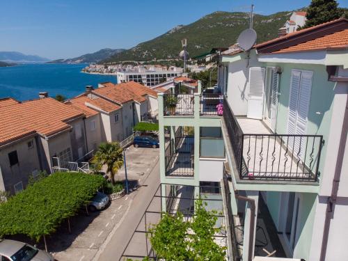 a view from the balcony of a house at Apartments & rooms Leon in Neum