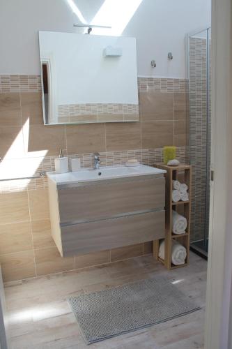a bathroom with a sink and a mirror at b&b U Punenti in La Maddalena