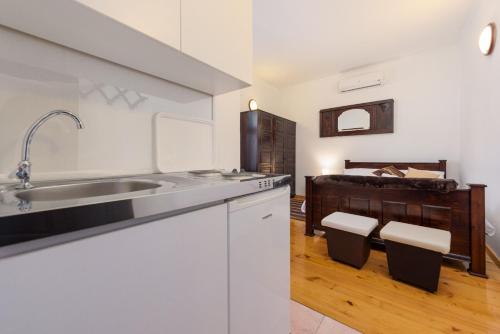 a kitchen with a sink and a counter top at Villa Štrkalj ZadarVillas in Murvica