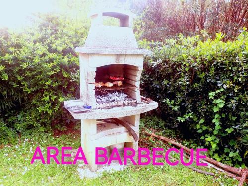 a outdoor brick oven sitting in the grass at ALBACHIARA INN Residence Apartments in Ameglia