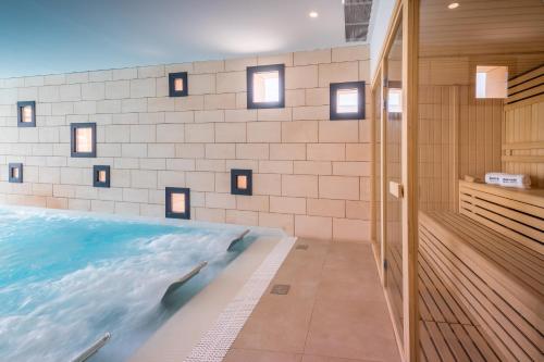 a swimming pool with a dolphin in the water at Barceló Nura in Sant Lluis