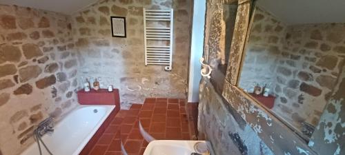 Buxières-les-Mines的住宿－Domaine de Renière，带浴缸、卫生间和盥洗盆的浴室