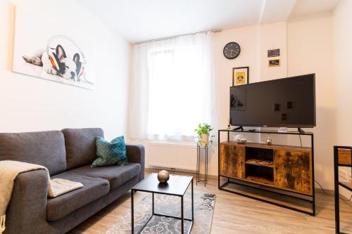TV a/nebo společenská místnost v ubytování TAGBLATT 2-Zimmer-Apartment