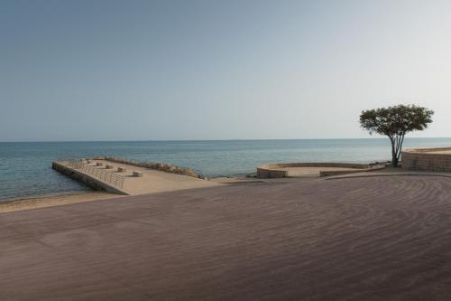 a road next to the ocean with a tree at Casammare in Marina di Modica