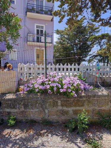 a white fence with flowers in front of a house at Collina di Girgenti in Agrigento