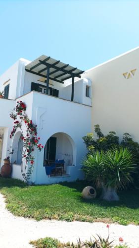 a white house with flowers on the side of it at Magic Land in Plaka