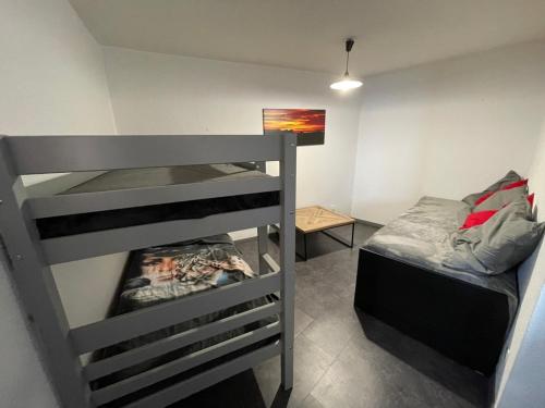 Ce dortoir comprend des lits superposés. dans l'établissement 3 pièces au pied des pistes avec balcon et casier à skis - FR-1-557-84, à Les Adrets