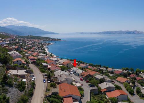 an aerial view of a town next to the water at Apartment Žuna in Senj