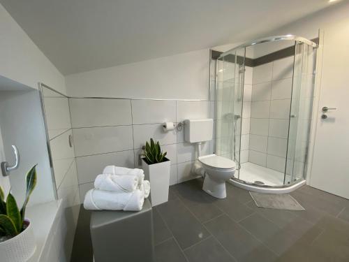 Koupelna v ubytování Apartma Fojana