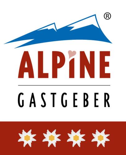 a logo for the alpine casseroleer at Haus Rosmarie in Neustift im Stubaital