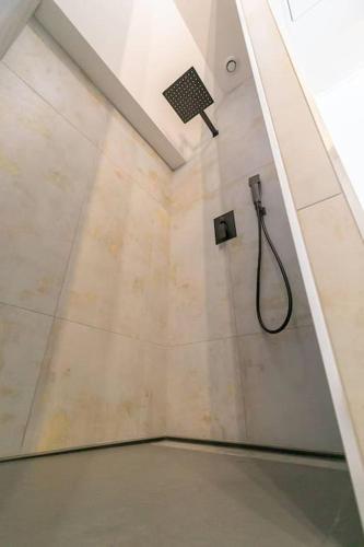 La salle de bains est pourvue d'une douche. dans l'établissement Le notre dame, à Dijon