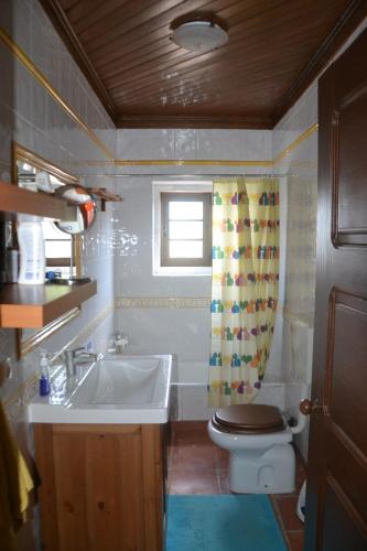 un piccolo bagno con lavandino e servizi igienici di Serra Serena a Zambujal