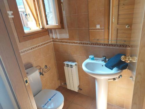 a bathroom with a sink and a toilet at Pico Argualas in Villanúa