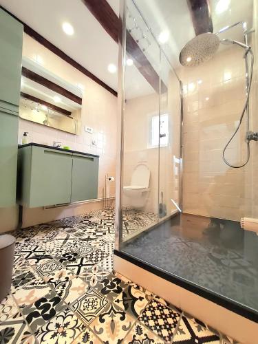 une salle de bain avec douche et toilettes dans l'établissement Gite classé 