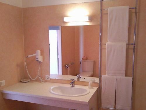 Koupelna v ubytování Logis L'Auberge du Quercy Blanc