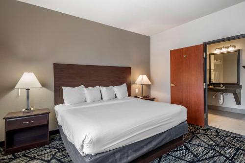 a hotel room with a large bed and two lamps at Best Western Plus McKinney Inn and Suites in McKinney