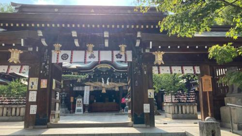 an entrance to a temple in a park at Toyoko Inn Hakata Ekimae Gion in Fukuoka