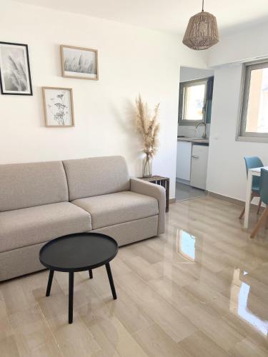 sala de estar con sofá y mesa en Excellent emplacement: plein cœur de ville, Croisette et rue d’Antibes en Cannes