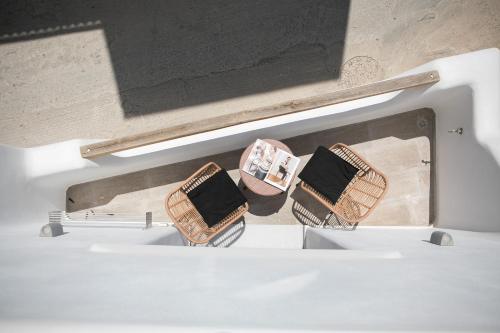 a view from above of two baskets on a boat at Majestique of Naxos in Naxos Chora