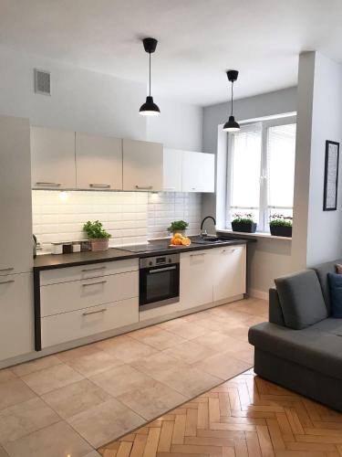Η κουζίνα ή μικρή κουζίνα στο Klimatyczny Apartament pod Ratuszem -ul. Śląska 2