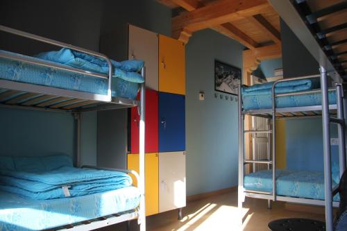 Двухъярусная кровать или двухъярусные кровати в номере Hostel Curavacas