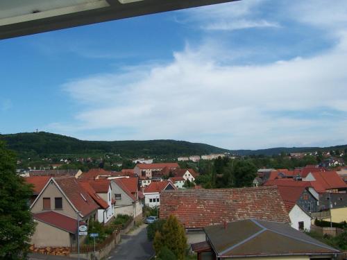 a view of a town with red roofs at Apartment Ilmtal Jena in Bad Berka
