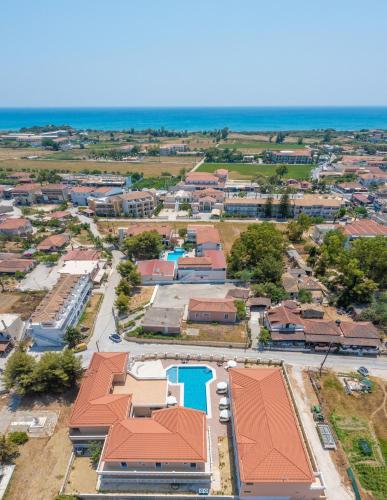 an overhead view of a school campus with a building at Zante Holidays Hotel in Kalamaki