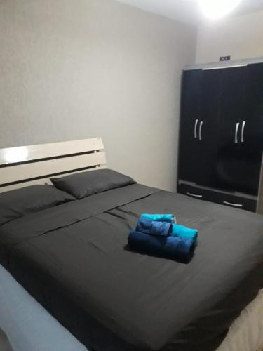 1 dormitorio con 1 cama grande y TV de pantalla plana en Apartamento 2 Quartos Vista Lagoa, en Cabo Frío