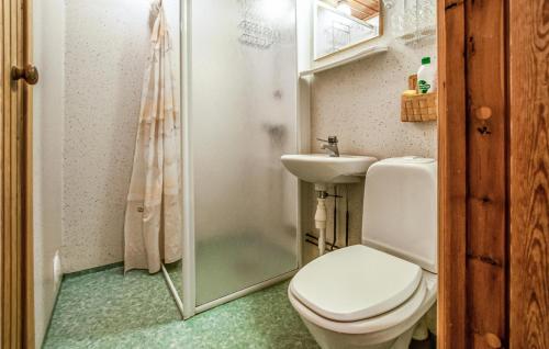 a bathroom with a toilet and a sink and a shower at Amazing Home In Trysil With 3 Bedrooms And Sauna in Trysil