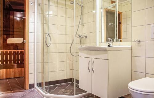 a bathroom with a sink and a shower at 2 Bedroom Stunning Apartment In Hemsedal in Hemsedal