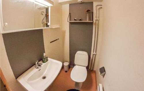 een kleine badkamer met een wastafel en een toilet bij Awesome Home In Sysslebck With 3 Bedrooms, Sauna And Wifi in Branäs