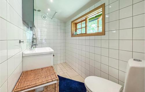 y baño con aseo y lavamanos. en Cozy Home In Mollaryd With Wifi 