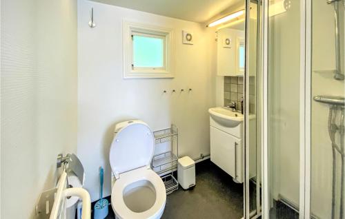 ein Bad mit einem WC und einem Waschbecken in der Unterkunft Nice Home In ngelholm With Wifi in Ängelholm