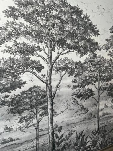 a drawing of a tree on a wall at Kemi CITY III near snowcastle, premium 2 rooms , kitchen , glazed balcony, FREE private parking in Kemi