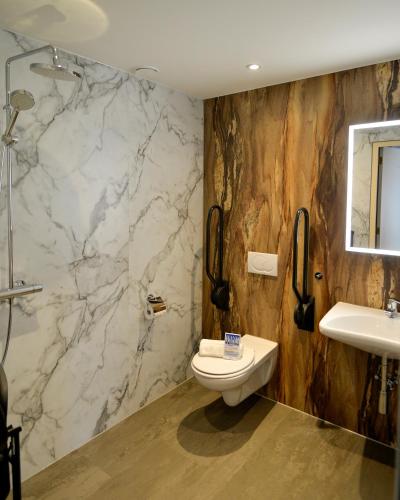 a bathroom with a toilet and a sink at Prins Hendrik Texel in Oost
