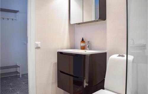 Baño pequeño con lavabo y aseo en Amazing Home In Kpingsvik With Wifi, en Köpingsvik
