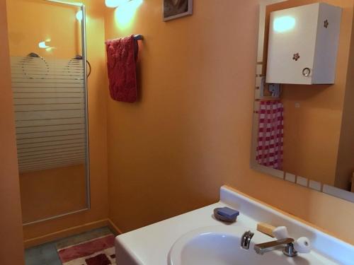 a bathroom with a sink and a shower at Studio Saint-Jean-de-Luz, 1 pièce, 2 personnes - FR-1-4-522 in Saint-Jean-de-Luz