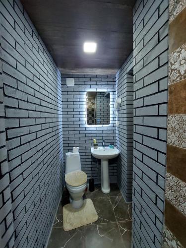 ein Bad mit einem WC und einem Waschbecken in der Unterkunft Resting Place in Tbilisi City