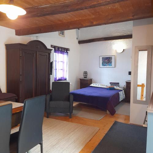 Cama ou camas em um quarto em Apartments Galerija Motovun