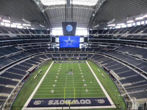 a view of a football field in a stadium at Budget Host Inn in Arlington